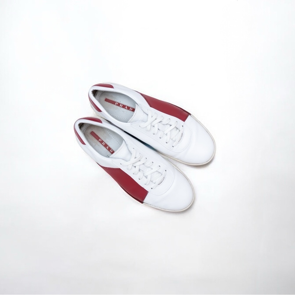 AUTHENTIC PRADA AVENUE SNEAKERS SHOES WHITE + RED SIZE US 7; EU‎ 40 - Picture 3 of 10